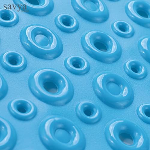 Savya Home Pack of 2 Nonslip Soft Rubber Bath Mat, Rain Mat for Bathtub and Shower, Anti Slip, Anti Bacterial, Machine Washable PVC Bath Mat for Bathroom | 65 x 36 cm |Blue & Pink