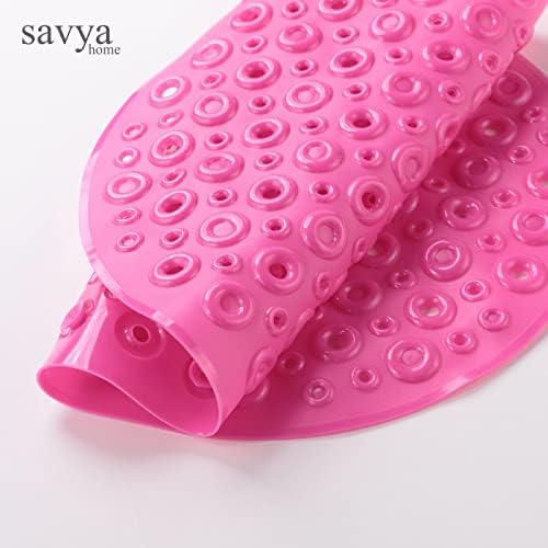 Savya Home Pack of 2 Nonslip Soft Rubber Bath Mat, Rain Mat for Bathtub and Shower, Anti Slip, Anti Bacterial, Machine Washable PVC Bath Mat for Bathroom | 65 x 36 cm |Blue & Pink