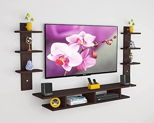 Savya Home Wall Mounted Set Top Box Stand | TV Cabinet | Living Room | Large | Black | for Upto 32 Inch TV