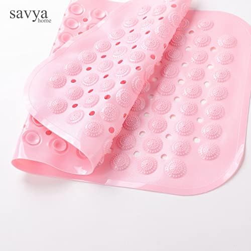 Savya Home Pack of 2 Diatom Mud Bathroom Floor Mat |71 x 35.5 cm|PVC Accu-Pebble Soft & Light Weight Anti-Skid Mat for Living Room,Bathroom/Shower Mat/Multipurpose(Pink & Blue)