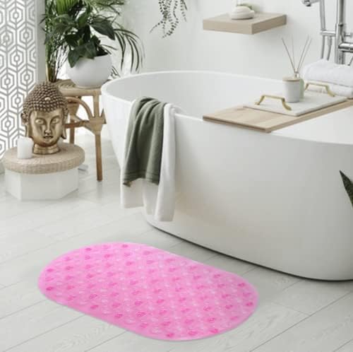 Savya Home Pack of 2 Nonslip Soft Rubber Bath Mat, Rain Mat for Bathtub and Shower, Anti Slip, Anti Bacterial, Machine Washable PVC Bath Mat for Bathroom | 65 x 36 cm | Purple & Pink