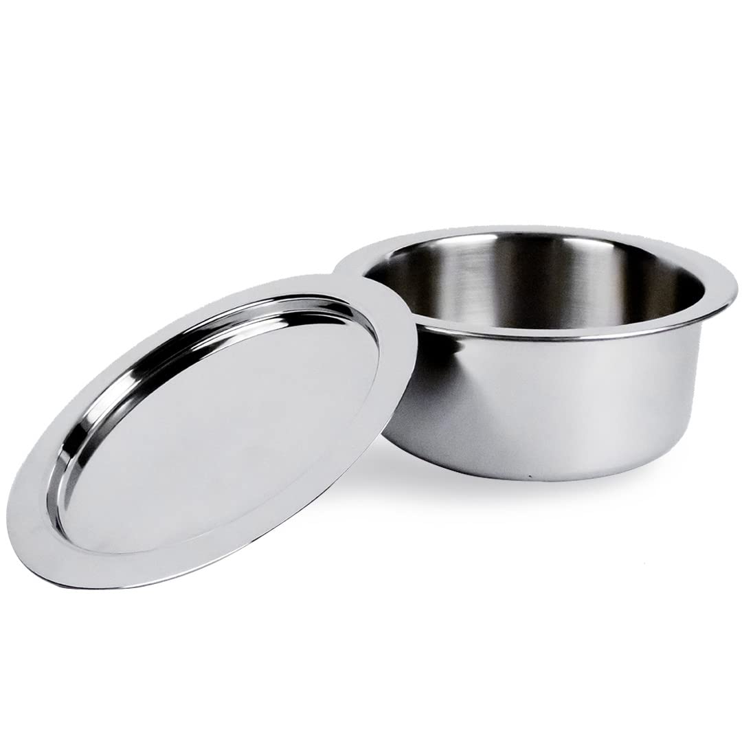 SAVYA HOME Triply Stainless Steel Tope (Patila) with Lid | Handi Casserole with lid | 3L | 20 cm Diameter | 100% PTFE and PFOA Free | Gas Stove & Induction Cookware | Stainless Steel Cookware