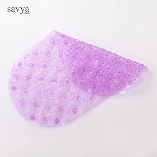 Savya Home Pack of 2 Nonslip Soft Rubber Bath Mat, Rain Mat for Bathtub and Shower, Anti Slip, Anti Bacterial, Machine Washable PVC Bath Mat for Bathroom | 65 x 36 cm | Purple & Pink