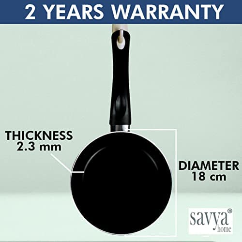 SAVYA HOME® Non-Stick Fry Pan - (18cm) 2.3mm & Hard Anodised Roti Tawa - 25cm Combo | Stove & Induction Cookware | Heat Surround Cooking | Riveted Handles