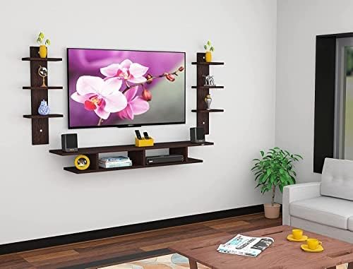 Savya Home Wall Mounted Set Top Box Stand | TV Cabinet | Living Room | Large | Black | for Upto 32 Inch TV