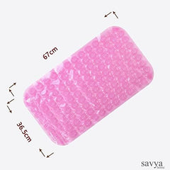 Savya Home Anti Skid Bath Mat for Bathroom, PVC Bath Mat with Suction Cup, Machine Washable Floor Mat (67x37 cm)| Pink & Light Pink