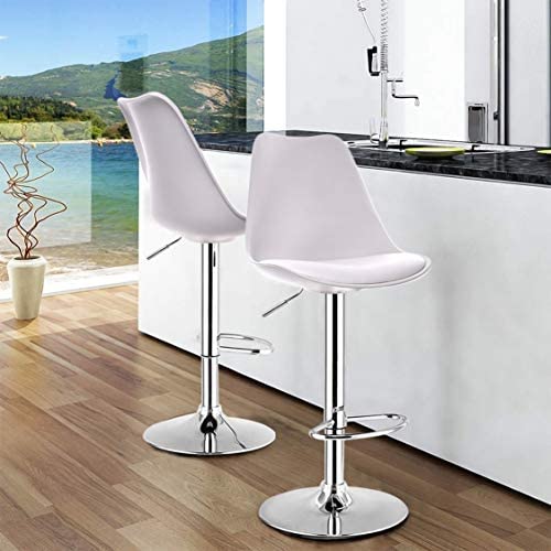 SAVYA HOME® Curvy Kitchen Stool/BAR Stool (Combo Qty-2) White Color