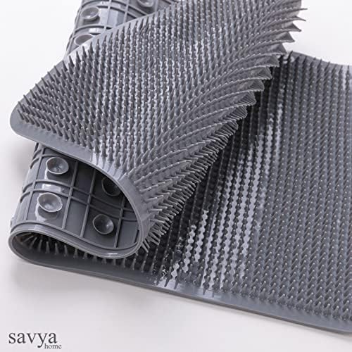 Savya Home Pack of 2 Bathroom Mat PVC/Non-Slip & Soft/Light Weight Mat for Living Room, Anti Skid Mat for Bathroom Floor/Shower Mat/Multipurpose Mat, Grey & Blue