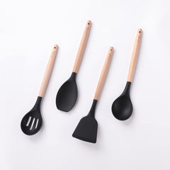 SAVYA HOME Black Silicon Spatula Set of 12 | BPA-Free & Food Grade Silicon | Non-stick Cookware Set, Kitchen Utensils Set | Cooking & Baking Essentials | Heat Resistant | Dishwasher Safe