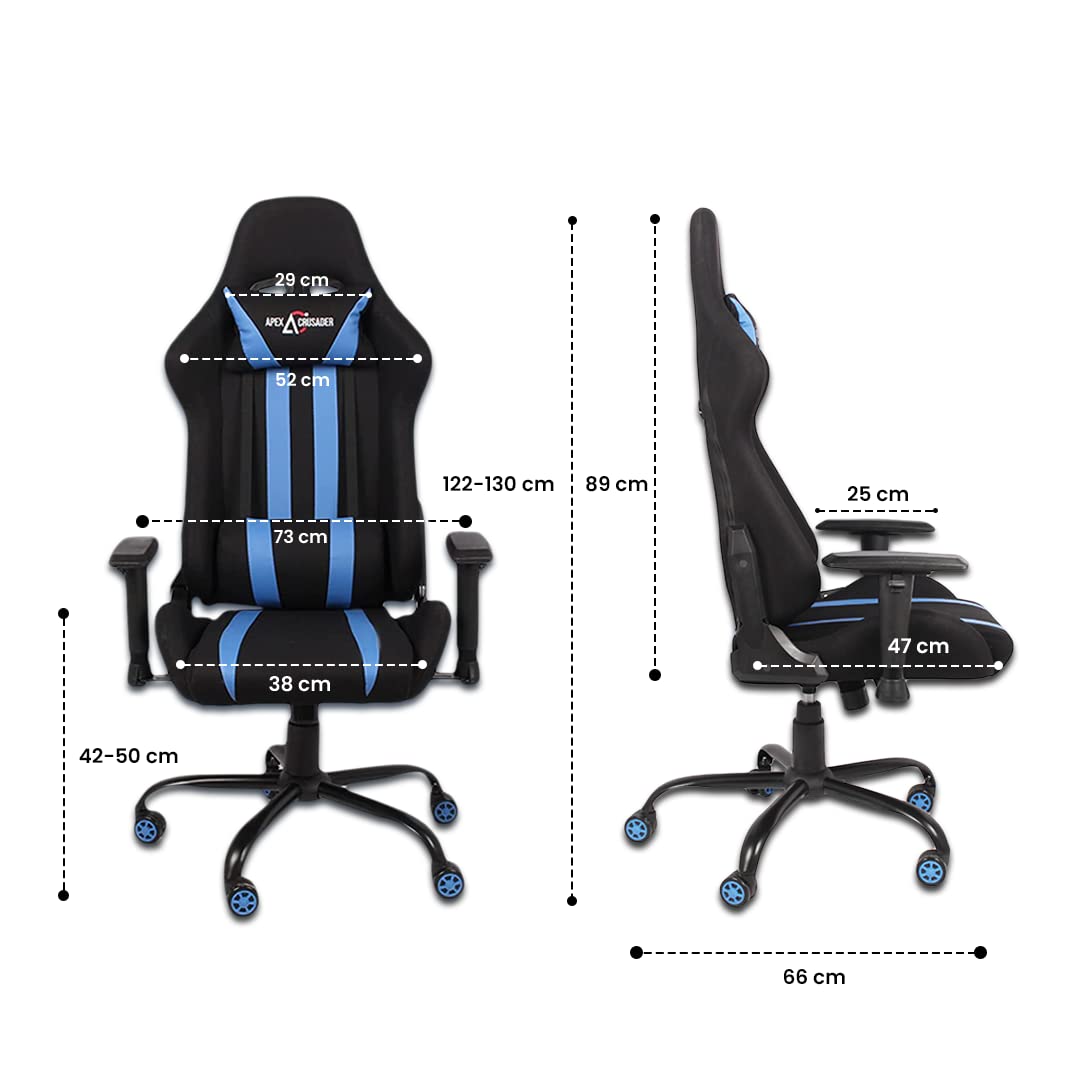 SAVYA HOME Apex Crusader X  -Blue Ergonomic Chair | Chair for Office | Gaming Chair with Recliner | Chair for Office Work at Home | Adjustable Arm Chair (YGC-001B) (Blue)