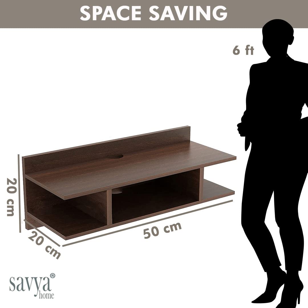 SAVYA HOME Wall Mount TV Unit | Premium Engineered Wood | Elegant Look | TV Cabinet for Living Room, Bedroom & Office | Space Saving Design | TV Unit with Storage Cabinet | Brown