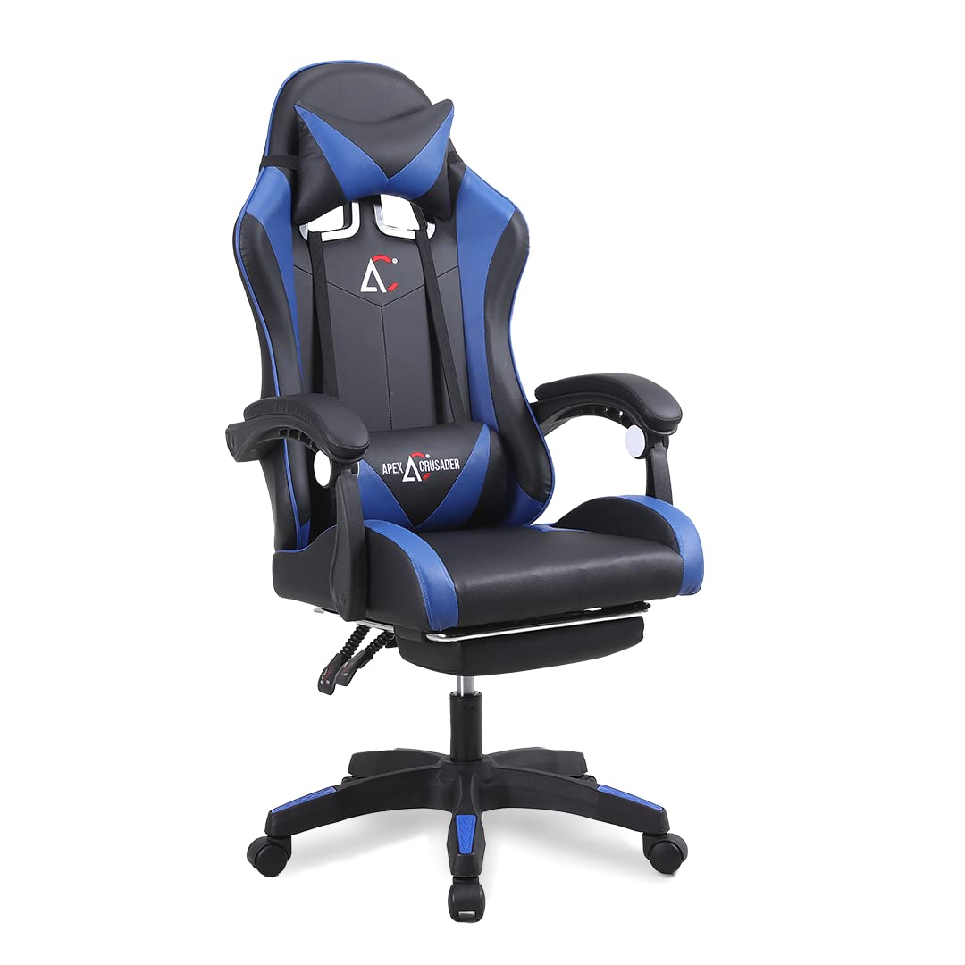 SAVYA HOME Snipe Gaming Chair with Adjustable Headrest & Lumbar Support,135°Recliner Chair | Stretchable Armrest with Footrest, Multifunctional Chair (Blue) |Apex Crusader Gaming Chair Series