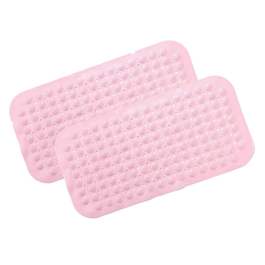 Savya Home Pack of 2 Diatom Mud Bathroom Floor Mat |71 x 35.5 cm|PVC Accu-Pebble Soft & Light Weight Anti-Skid Mat for Living Room,Bathroom/Shower Mat/Multipurpose(Pink)