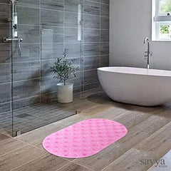 Savya Home Pack of 2 Nonslip Soft Rubber Bath Mat, Rain Mat for Bathtub and Shower, Anti Slip, Anti Bacterial, Machine Washable PVC Bath Mat for Bathroom | 65 x 36 cm | Purple & Pink