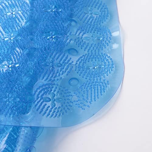 Savya Home Anti Skid Bath Mat for Bathroom, PVC Bath Mat with Suction Cup, Machine Washable Floor Mat (67x37 cm)| Light Green & Light Blue