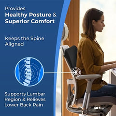 SAVYA HOME Lumbar Cushion, Orthopedic Gel Infused Memory Foam Back Rest Cushion-Designed for Back Pain Relief - Improves Posture While Sitting-Back Pillow for Computer/Office Chair (Black, 1)