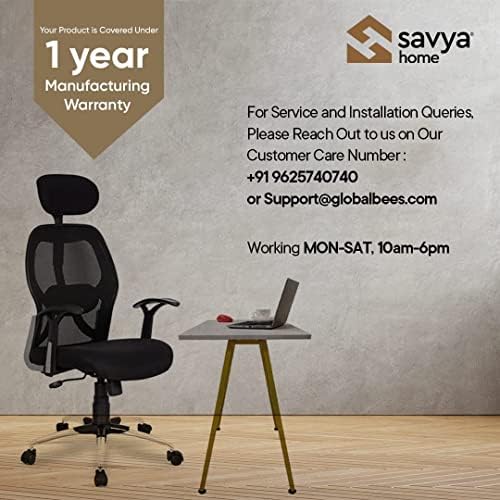 SAVYA HOME Zoom Mid Back Office Chair for Office Work at Home, Office Chair for Men, Women, Kids | Ergonomic Office Chair, Revolving Computer Chair for Study, Height Adjustable, Blue