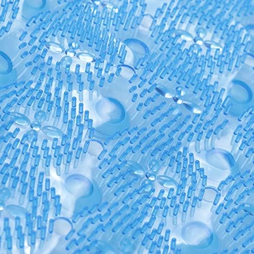 Savya Home Anti Skid Bath Mat for Bathroom, PVC Bath Mat with Suction Cup, Machine Washable Floor Mat (67x37 cm)| Light Green & Light Blue