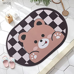 SAVYA HOME Pack of 2 Multipurpose Mat for Kids Bedroom, Play Area, Living Room, Bathroom, Shower | 60 x 40 cm |Teddy Bear & Puppy Design