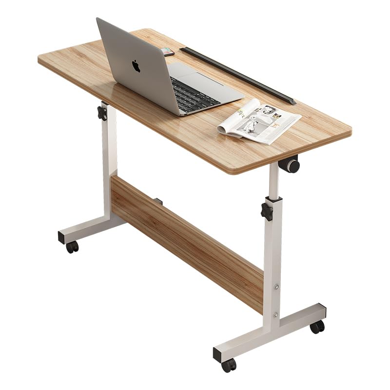 SAVYA HOME Multipurpose Manual Height Adjustable, Movable Desk with Wheels and Adjustable Table Top (30° - 90°) Home, Office, Couch, Bedside Table (Walnut)