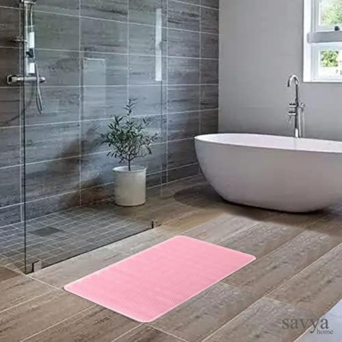Savya Home Pack of 2 Bathroom Mat PVC/Non-Slip & Soft/Light Weight Mat for Living Room, Anti Skid Mat for Bathroom Floor/Shower Mat/Multipurpose Mat, Pink