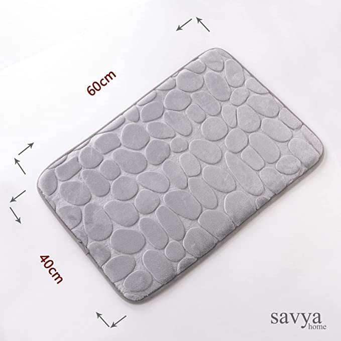 SAVYA HOME Super Soft (40x60 cm) Fleece Bath Mat Super Absorbent Anti Skid Mats for Bathroom/Bedroom/Kitchen/Door Mat/Floor Mat, Pack of 2, Brown & Gray