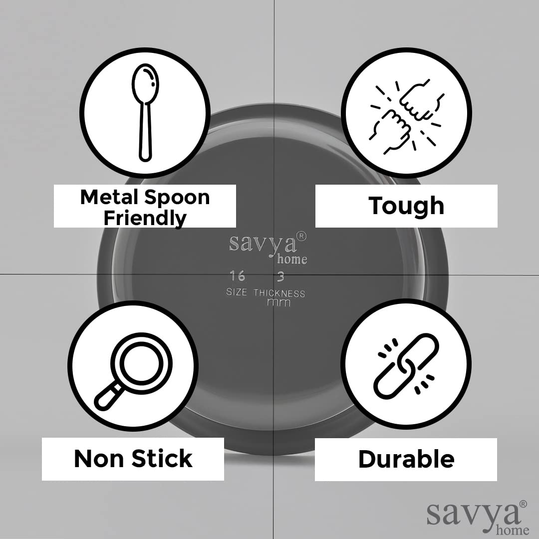 Savya Home Hard Anodized Tope | Non-Stick & Non-Corrosive Hard Anodized Aluminium | Even Heat Distribution for Healthy Cooking | Metal Spoon Friendly Surface | 2.3 liters