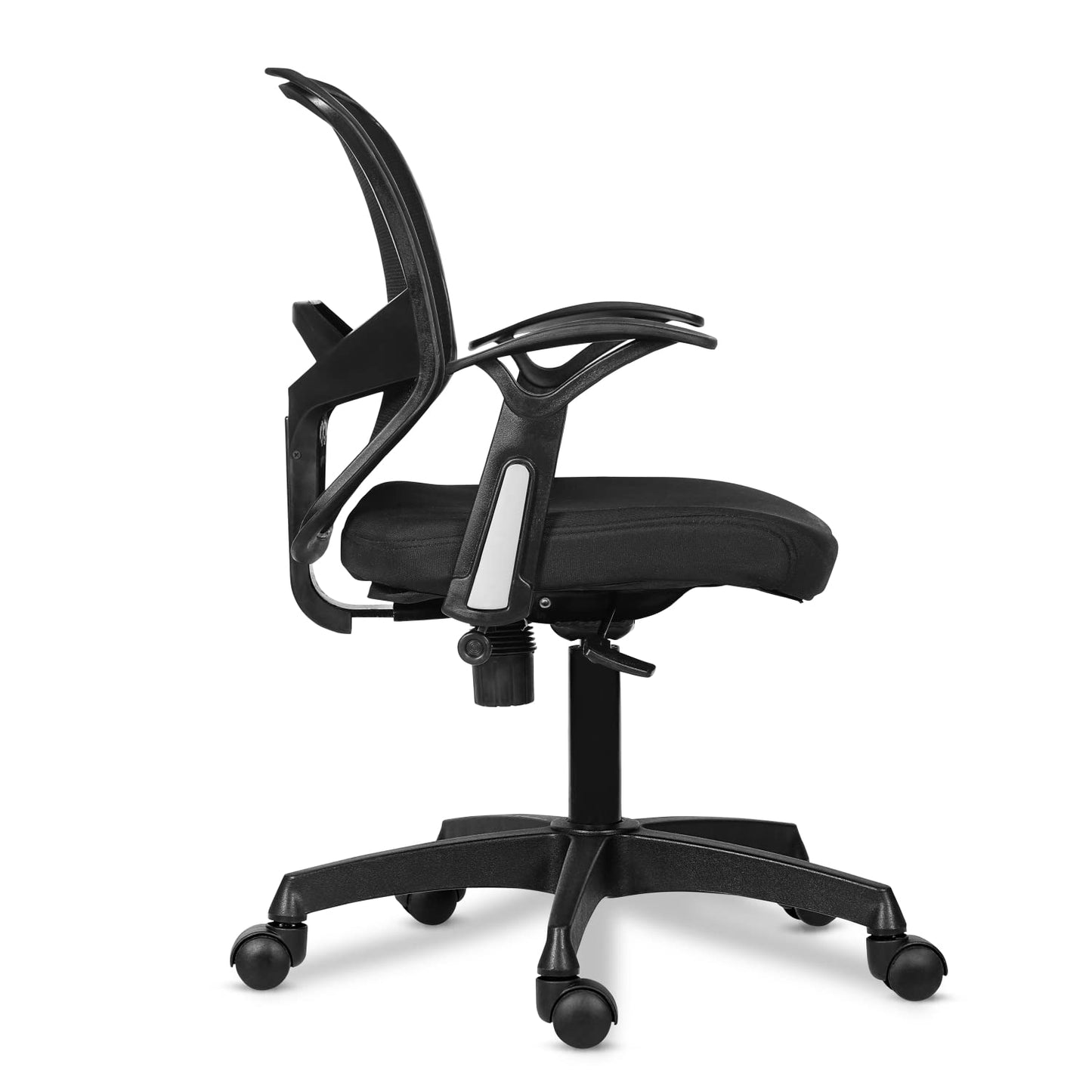 SAVYA HOME® 4th Gen Mid-Back Ergonomic Revolving Mesh Chair for Office,Work from Home & Study withTilt Lock Mechanism, Pneumatic Seat Height Adjustment, T-Type Armrest(Qty-1, Black)