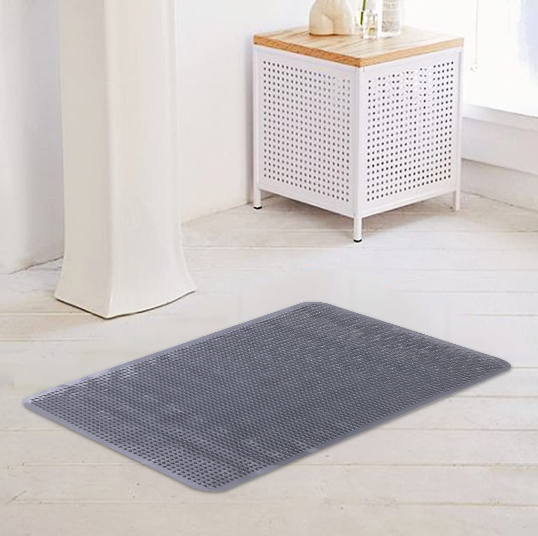 Savya Home Bathroom Mat PVC/Non-Slip & Soft/Light Weight Mat for Living Room, Anti Skid Mat for Bathroom Floor/Shower Mat/Multipurpose Mat, Grey