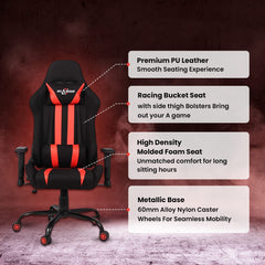 SAVYA HOME Apex Crusader X - Red Ergonomic Chair | Chair for Office | Gaming Chair with Recliner | Chair for Office Work at Home | Adjustable Arm Chair (YGC-001B, Red, Metal)