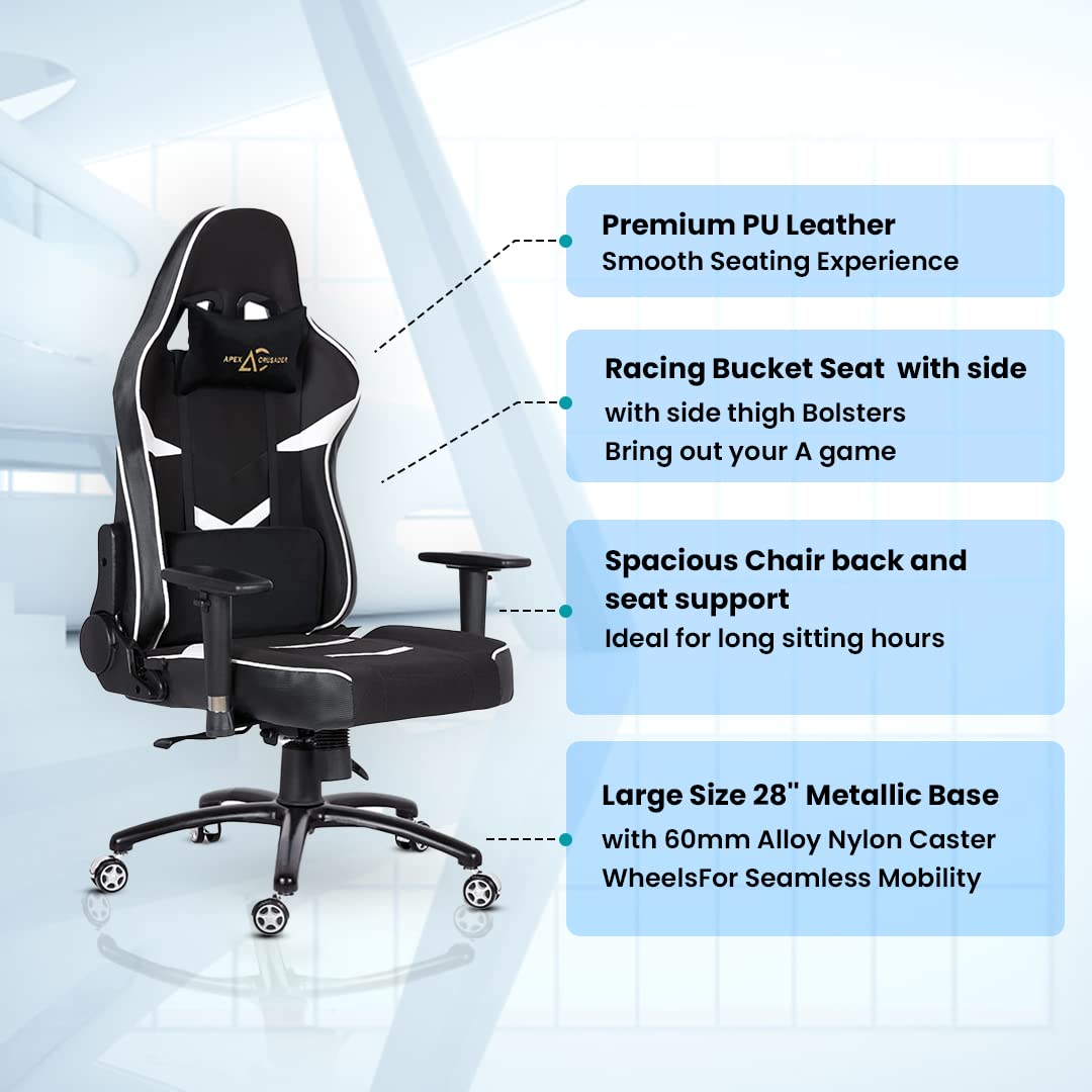 SAVYA HOME Apex Crusader XIII Gaming Revolving Chair (Black)