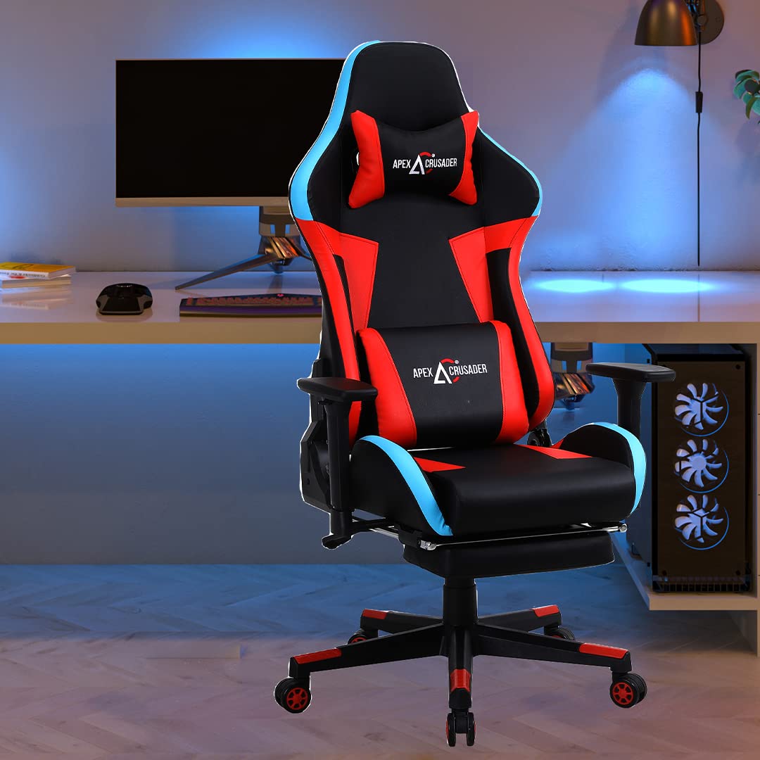 SAVYA HOME Thunder Ergonomic Gaming Chair with Adjustable Lumbar Support & Headrest, 3D armrest|Multifunctional Home & Office Chair | 180° Recliner Chair with footrest (Red)