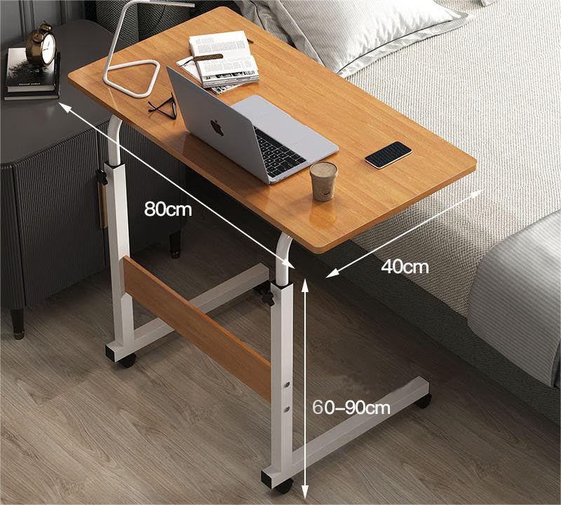 SAVYA HOME Multipurpose Manual Height Adjustable Desk, Movable Desk, Study Table, Work Table with Wheels for Home, Office, Couch, Bedside Table (Walnut)