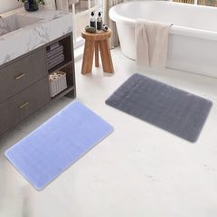 Savya Home Pack of 2 Bathroom Mat PVC/Non-Slip & Soft/Light Weight Mat for Living Room, Anti Skid Mat for Bathroom Floor/Shower Mat/Multipurpose Mat, Grey & Blue