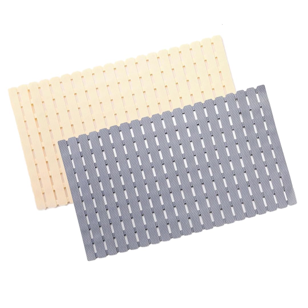 SAVYA HOME Pack of 2 PVC Bathmats | 40x71cm | Anti-Skid mat, Living Room mat, Doormat, Multipurpose mat(Beige & Grey)