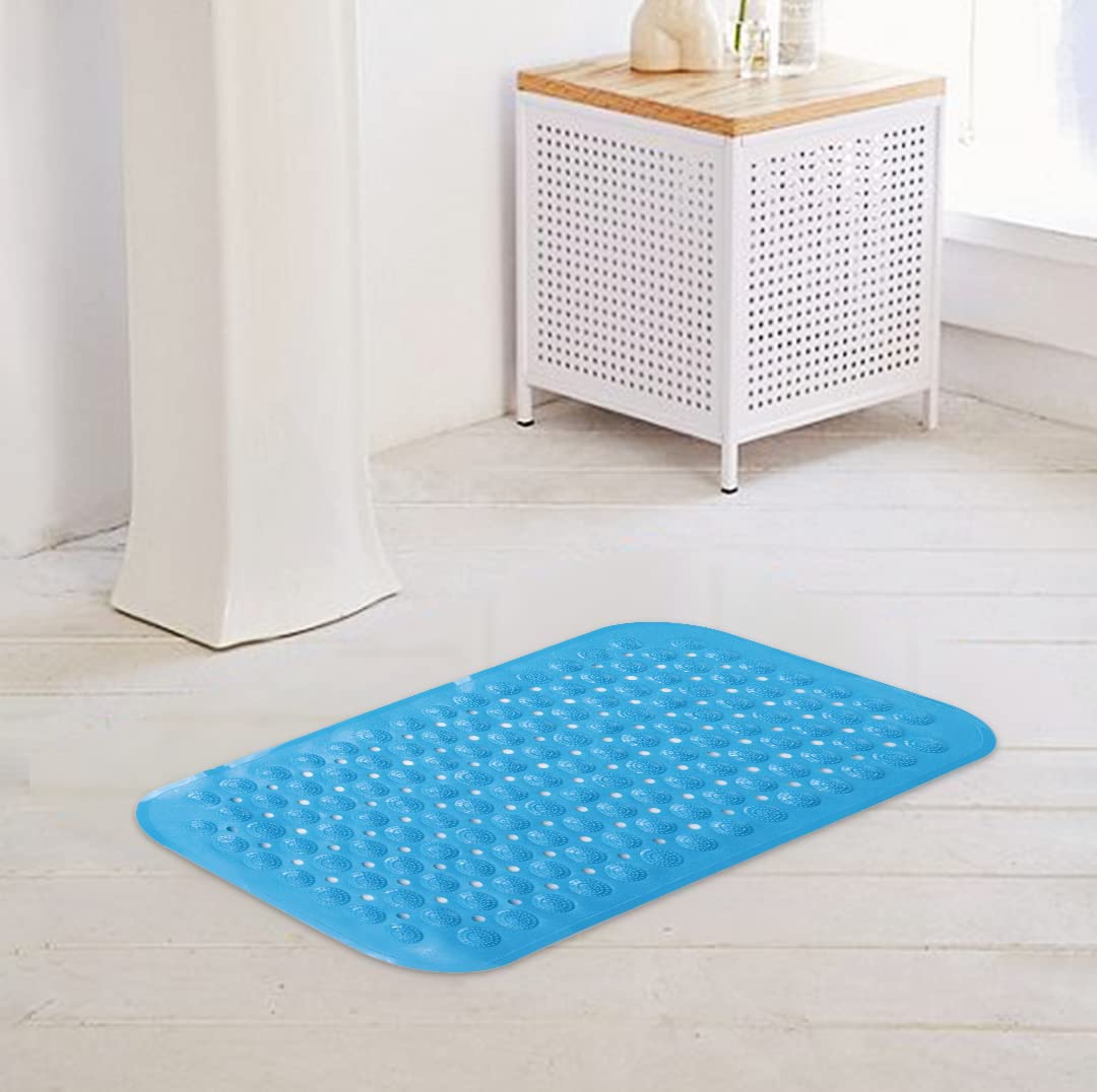 SAVYA HOME Diatom Mud Bathroom Floor Mat |71 x 35.5|40 x 100|PVC Accu-Pebble Soft & Light Weight Anti-Skid Mat for Living Room,Bathroom/Shower Mat/Multipurpose(Sky Blue) (71 x 35.5, Blue)