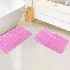 Savya Home Anti Skid Bath Mat for Bathroom, PVC Bath Mat with Suction Cup, Machine Washable Floor Mat (67x37 cm)| Light Pink