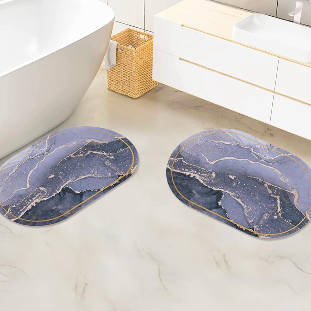 SAVYA HOME Pack of 2 Polypropylene Bathroom Mats|60 x 40cm|Anti-Skid Mat for Living Room, Kitchen, Shower, Bathtub |Multipurpose Mat(Metallic)