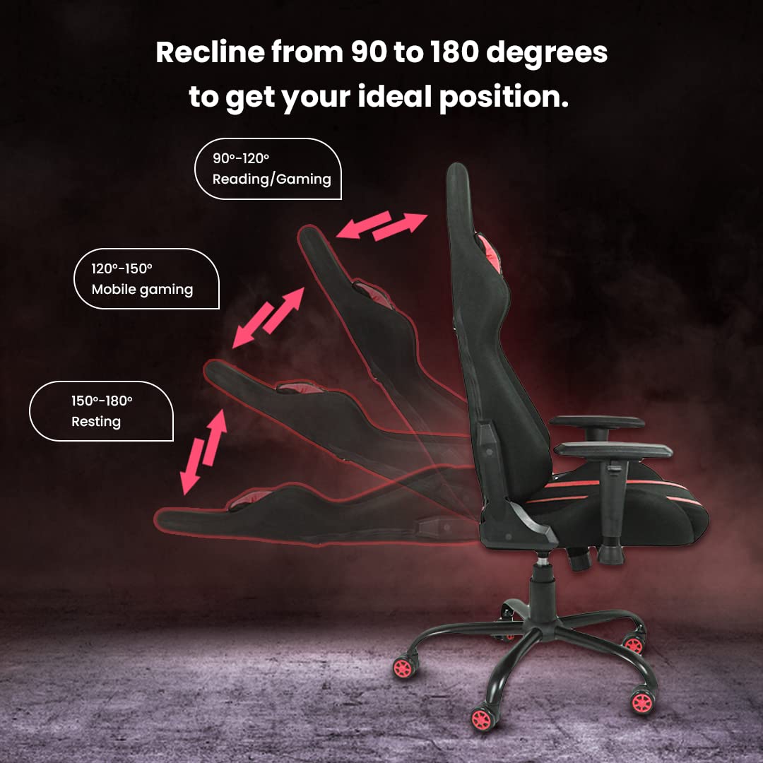 SAVYA HOME Apex Crusader X - Red Ergonomic Chair | Chair for Office | Gaming Chair with Recliner | Chair for Office Work at Home | Adjustable Arm Chair (YGC-001B, Red, Metal)