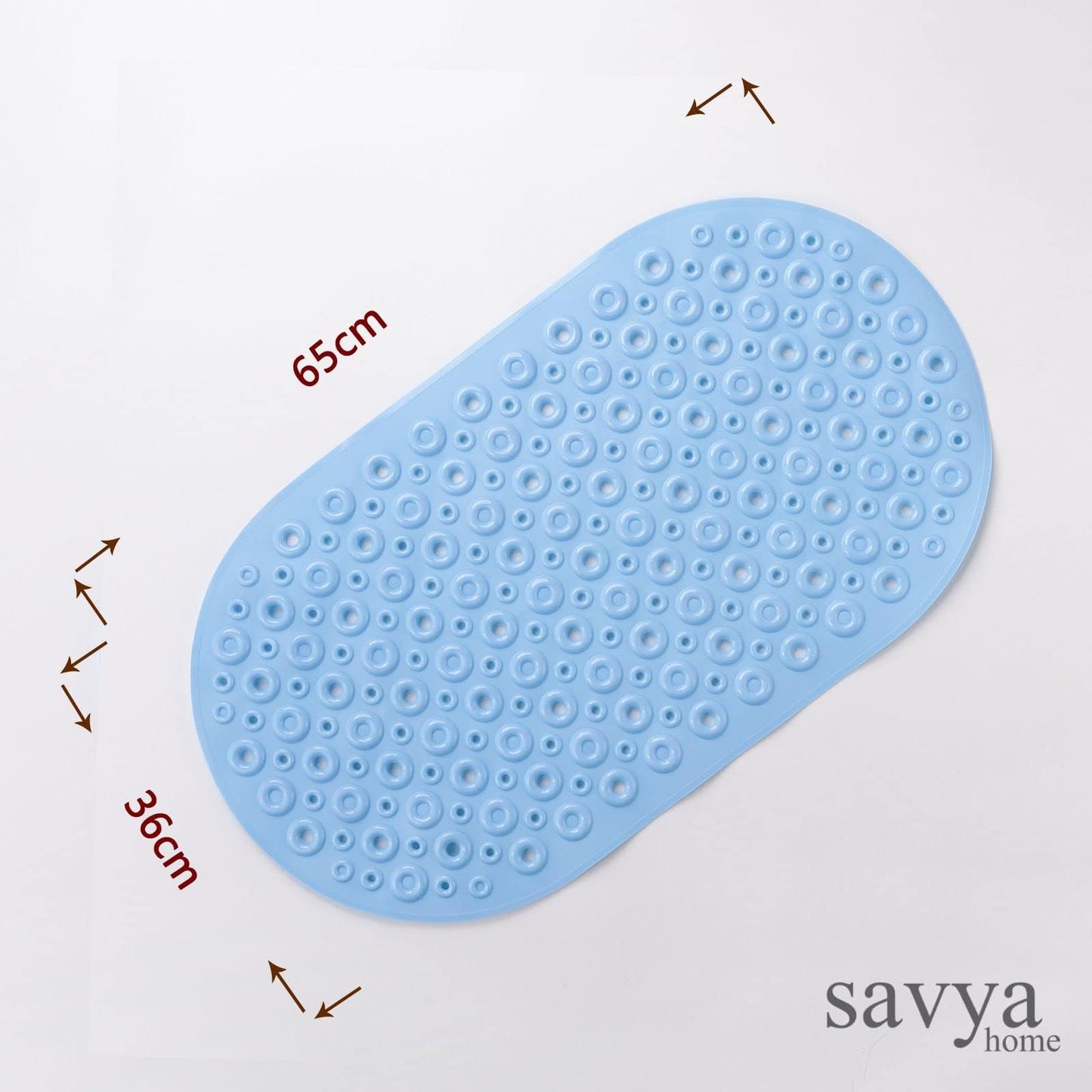 Savya Home Pack of 2 Nonslip Soft Rubber Bath Mat, Rain Mat for Bathtub and Shower, Anti Slip, Anti Bacterial, Machine Washable PVC Bath Mat for Bathroom | 65 x 36 cm |Light Blue & Pink
