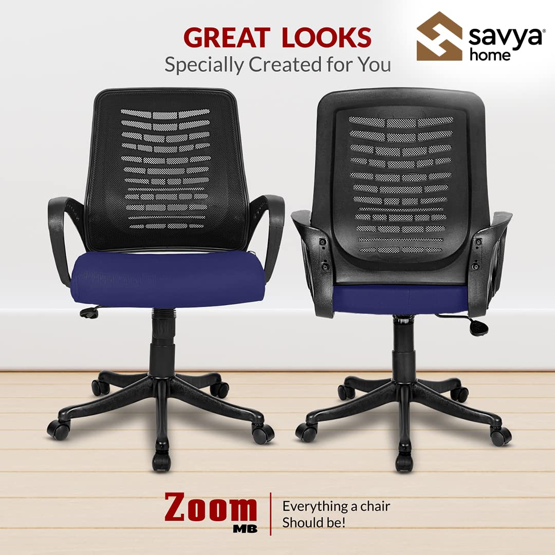 SAVYA HOME Apex Zoom Ergonomic Home and Revolving Office Chair (Blue)