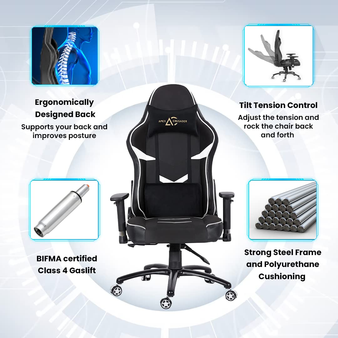 SAVYA HOME Apex Crusader XIII Gaming Revolving Chair (Black)
