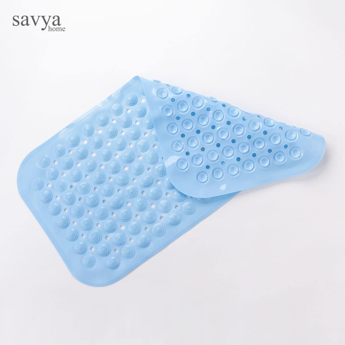 Savya Home Pack of 2 Diatom Mud Bathroom Floor Mat |71 x 35.5 cm|PVC Accu-Pebble Soft & Light Weight Anti-Skid Mat for Living Room,Bathroom/Shower Mat/Multipurpose(Pink & Sky Blue)