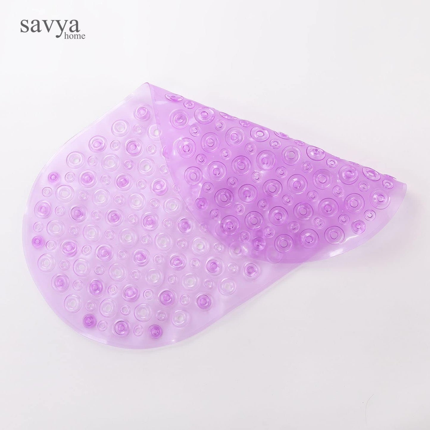 Savya Home Pack of 2 Nonslip Soft Rubber Bath Mat, Rain Mat for Bathtub and Shower, Anti Slip, Anti Bacterial, Machine Washable PVC Bath Mat for Bathroom | 65 x 36 cm | Purple & Blue