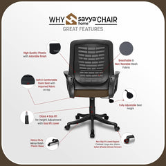 SAVYA HOME - Zoom - Ergonomic Home and Office Revolving Chair - Black