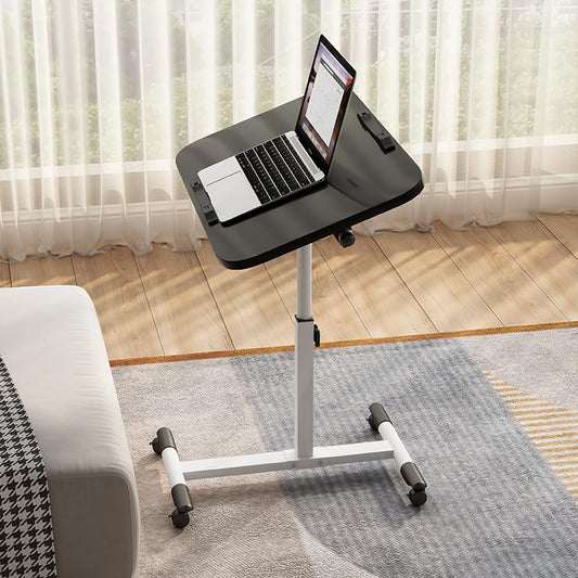 SAVYA HOME Multipurpose Height Adjustable Movable Desk with Adjustable Table Top (30° - 90°), Study Table, Work Table with Wheels for Home, Office, Couch, Bedside Table (Black)