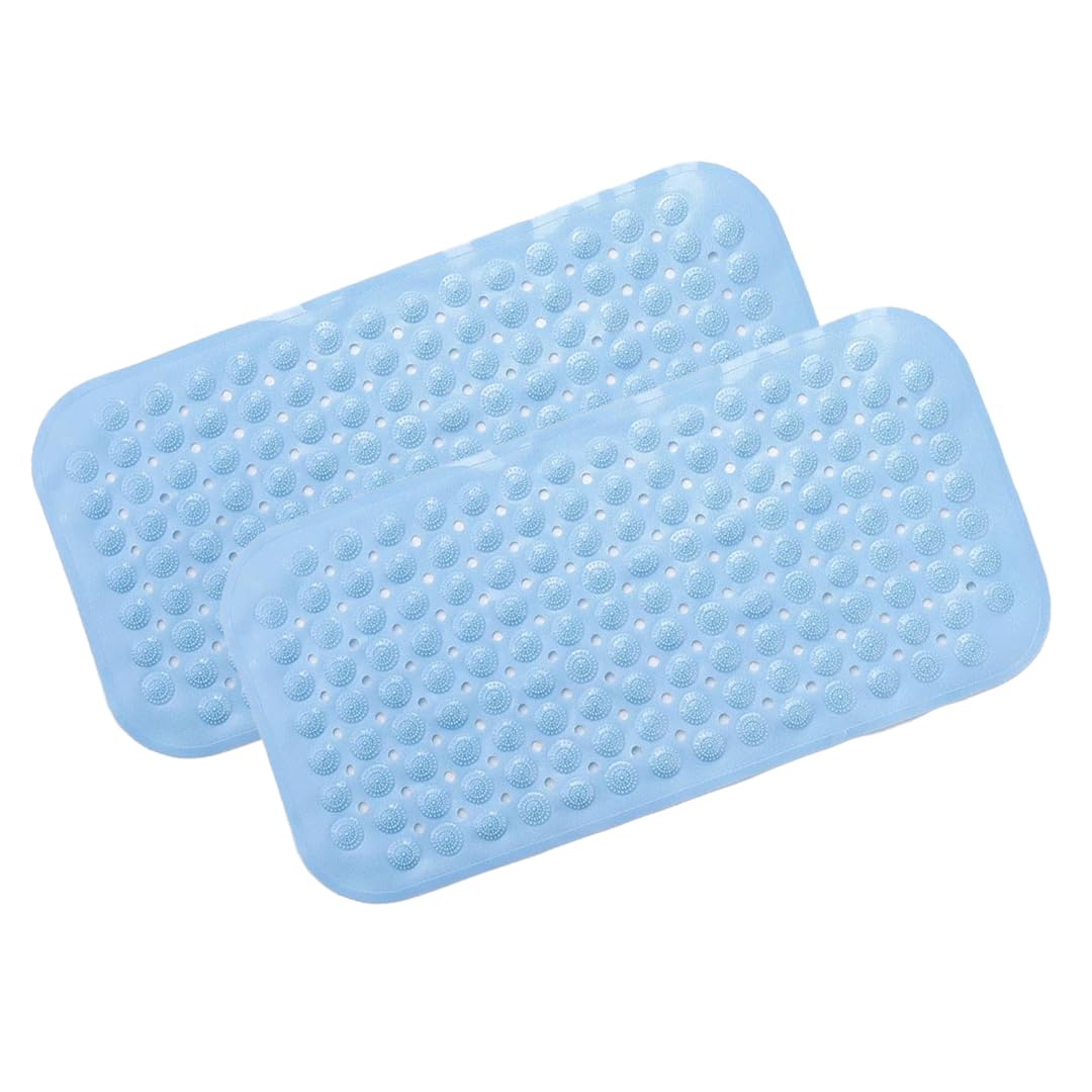 Savya Home Pack of 2 Diatom Mud Bathroom Floor Mat |71 x 35.5 cm|PVC Accu-Pebble Soft & Light Weight Anti-Skid Mat for Living Room,Bathroom/Shower Mat/Multipurpose(Sky Blue)