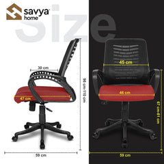 SAVYA HOME Apex Zoom Ergonomic Home and Revolving Office Chair (Red)