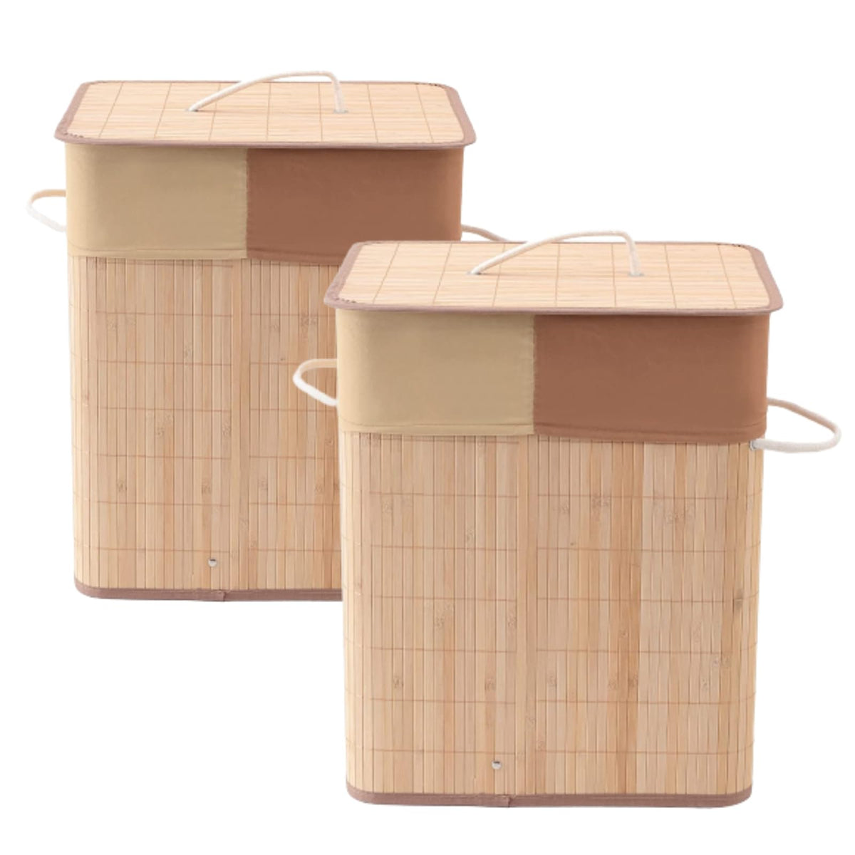 SAVYA HOME Bamboo Laundry basket with lid | Laundry bags for clothes | Foldable & Durable with liner bag | Perfect cloth basket, toys organiser storage | Light Brown (2)
