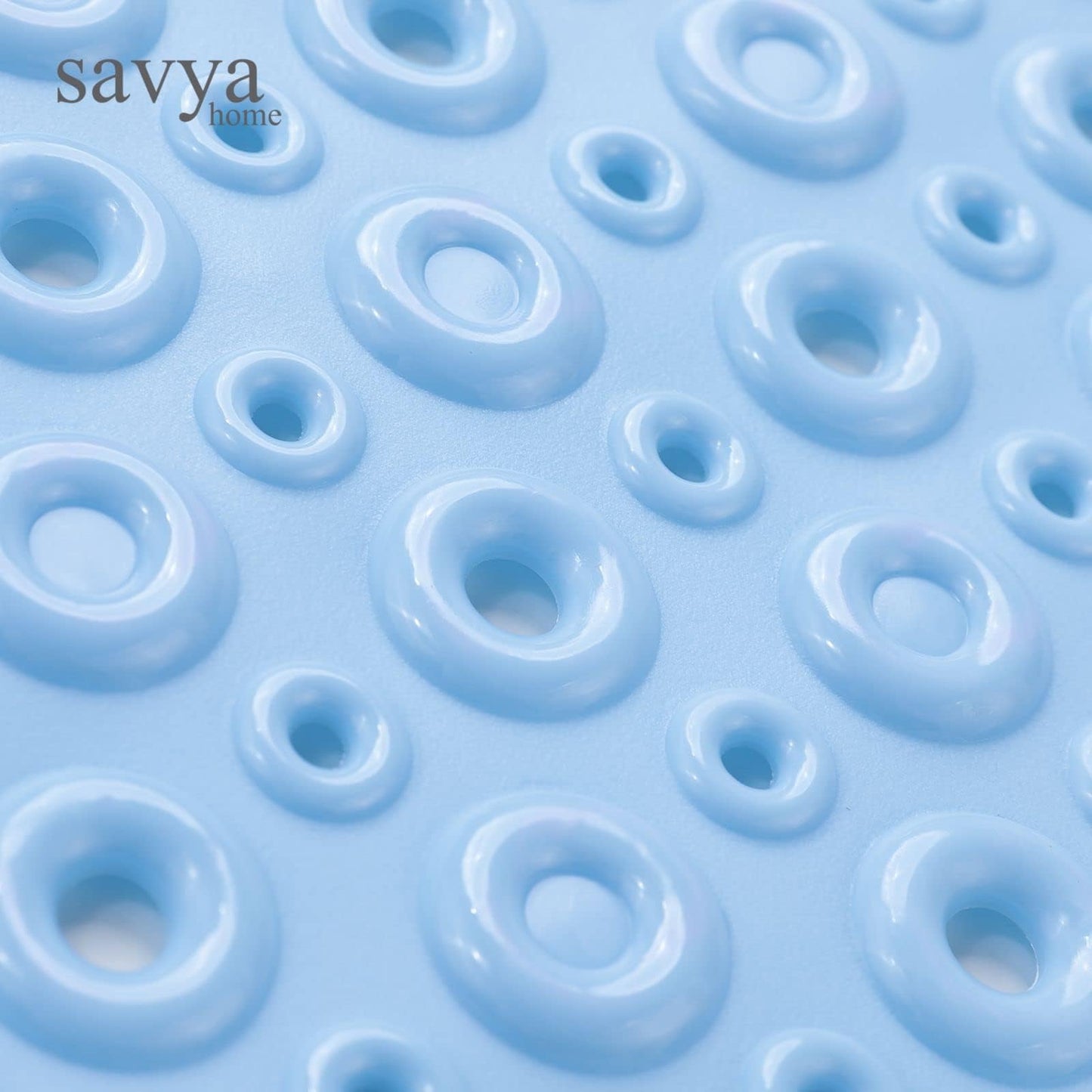 Savya Home Pack of 2 Nonslip Soft Rubber Bath Mat, Rain Mat for Bathtub and Shower, Anti Slip, Anti Bacterial, Machine Washable PVC Bath Mat for Bathroom | 65 x 36 cm |Light Blue & Pink